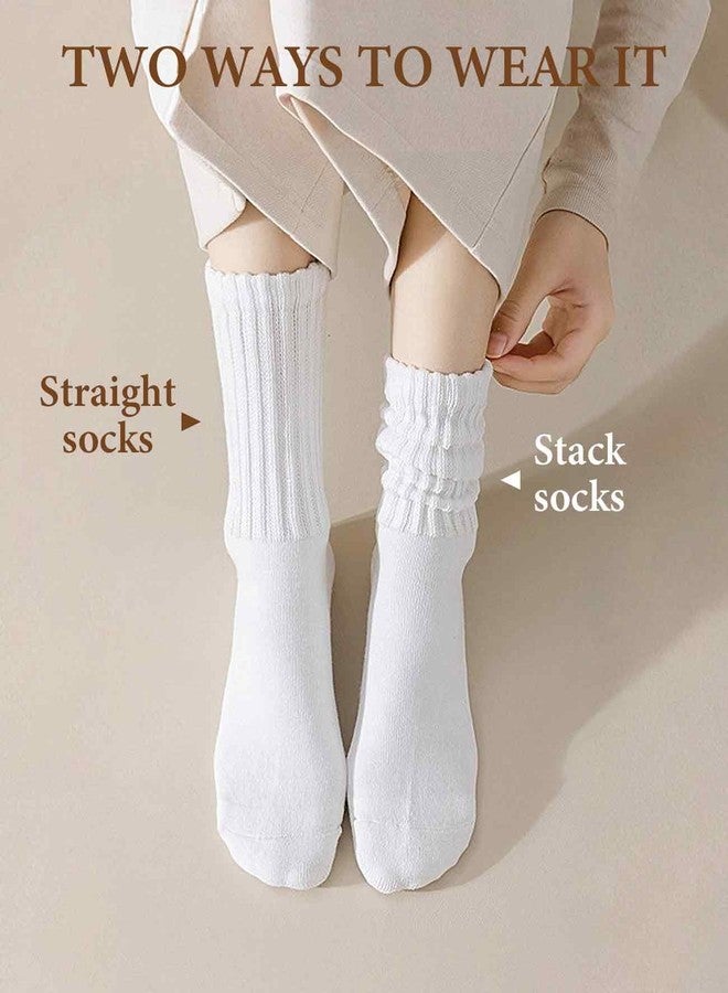 Gaahkai 6 Pairs High White Socks Women, Long Scrunch Tube Socks 5-8 Size - Image 4